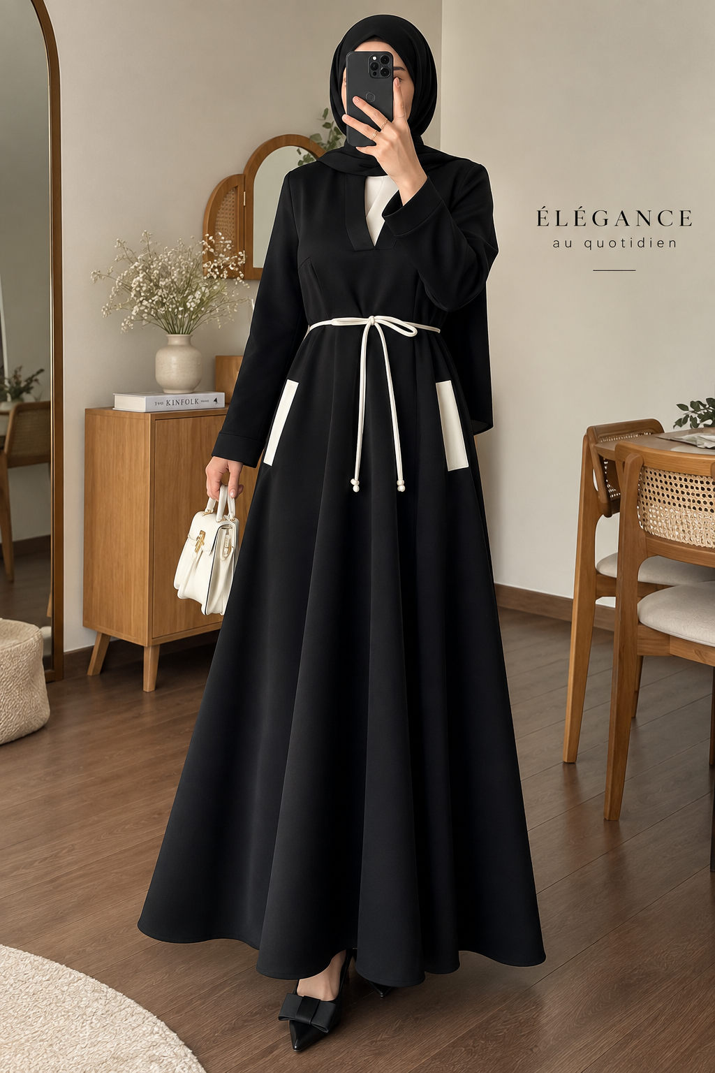 Robe Longue Évasée avec Cordon – Made in Turkey
